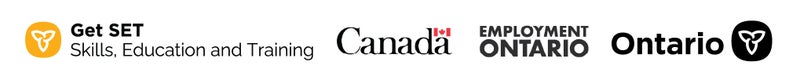 Get SET Skills Education and Training, Government of Canada, Employment Ontario, and Government of Ontario logos